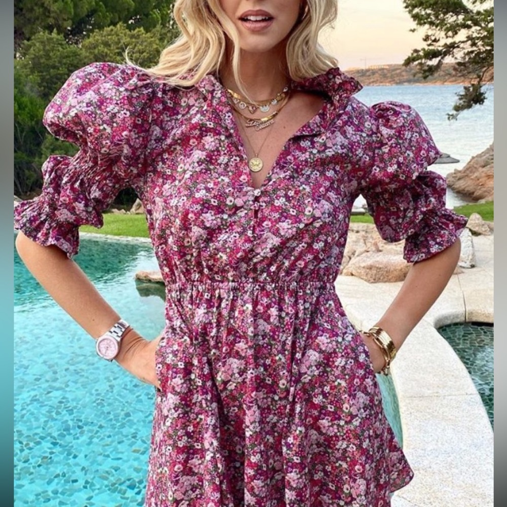 Philosophy di Lorenzo Serafini in cuff puff wildflower floral dress - Picture 3 of 5